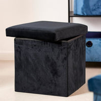 STORAGE VELVET Black storage pouf H 38 x W 38 x D 38 cm - best price from Maltashopper.com CS622657