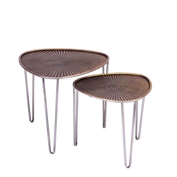 OVO Coffee tables set of 2 silver-plated, copper - best price from Maltashopper.com CS637343