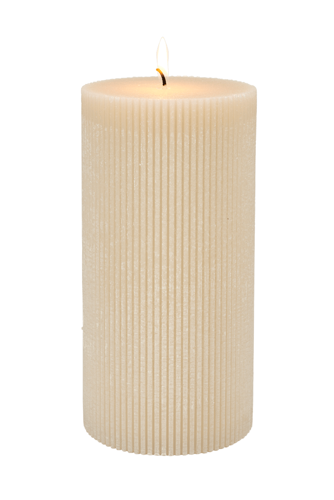 RUSTIC Beige wavy candle H 20 cm - Ø 10 cm