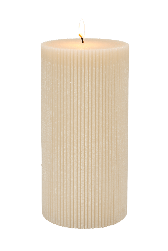 RUSTIC Beige wavy candle H 20 cm - Ø 10 cm - best price from Maltashopper.com CS677327