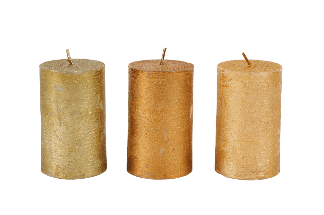 METAL Cylindrical candle 3 colors golden, bronze, olive green H 8 cm - Ø 5 cm - best price from Maltashopper.com CS676053