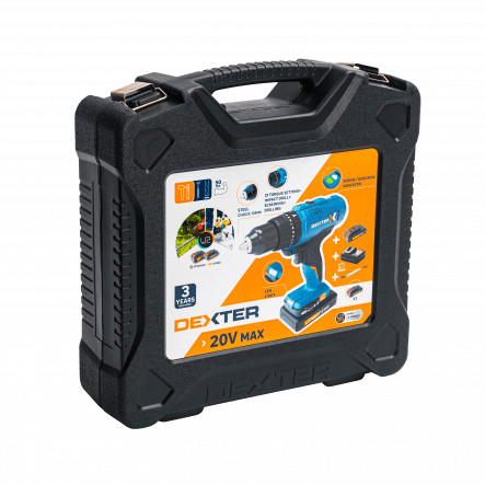 Bricocenter DEXTER CORDLESS DRILL/DRIVER 20 V 2 LITHIUM BATTERIES, 2.5 AH, WITH PERCUSSION