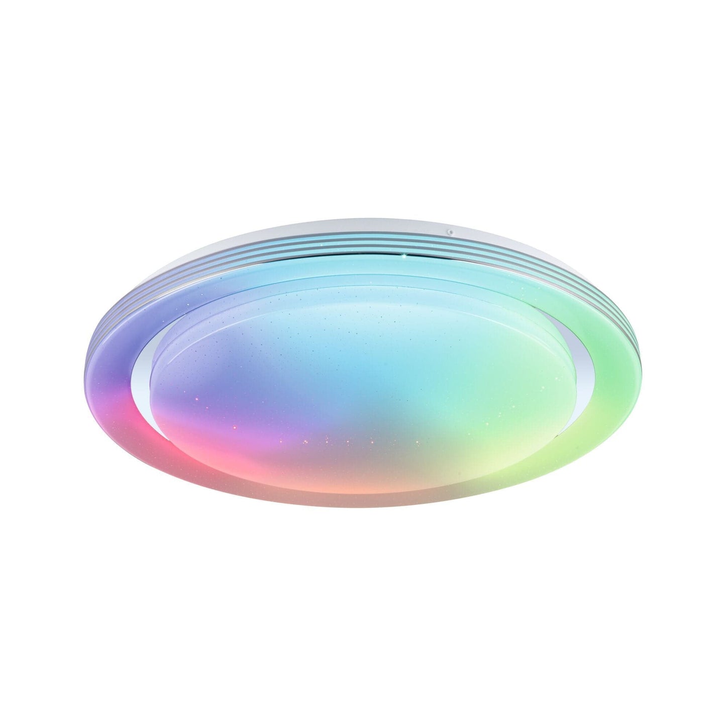 Bricocenter DYNAMIC METAL CEILING LAMP WHITE AND CHROME D48 CM LED 38,5W RGB RAINBOW EFFECT