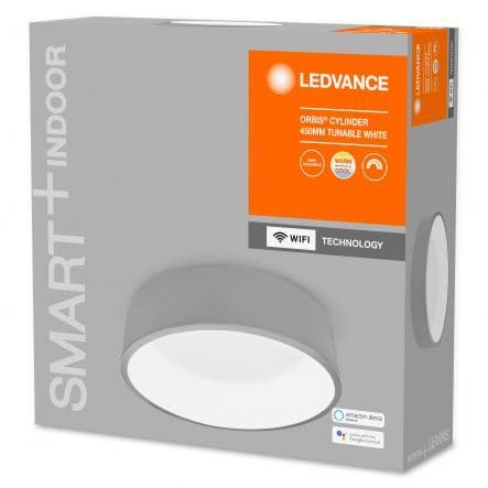ORBIS CYLINDER PLASTIC SMART LED CEILING LIGHT GREY D45 CM lLED 26W CCT DIMMERABLE - best price from Maltashopper.com BR420006972