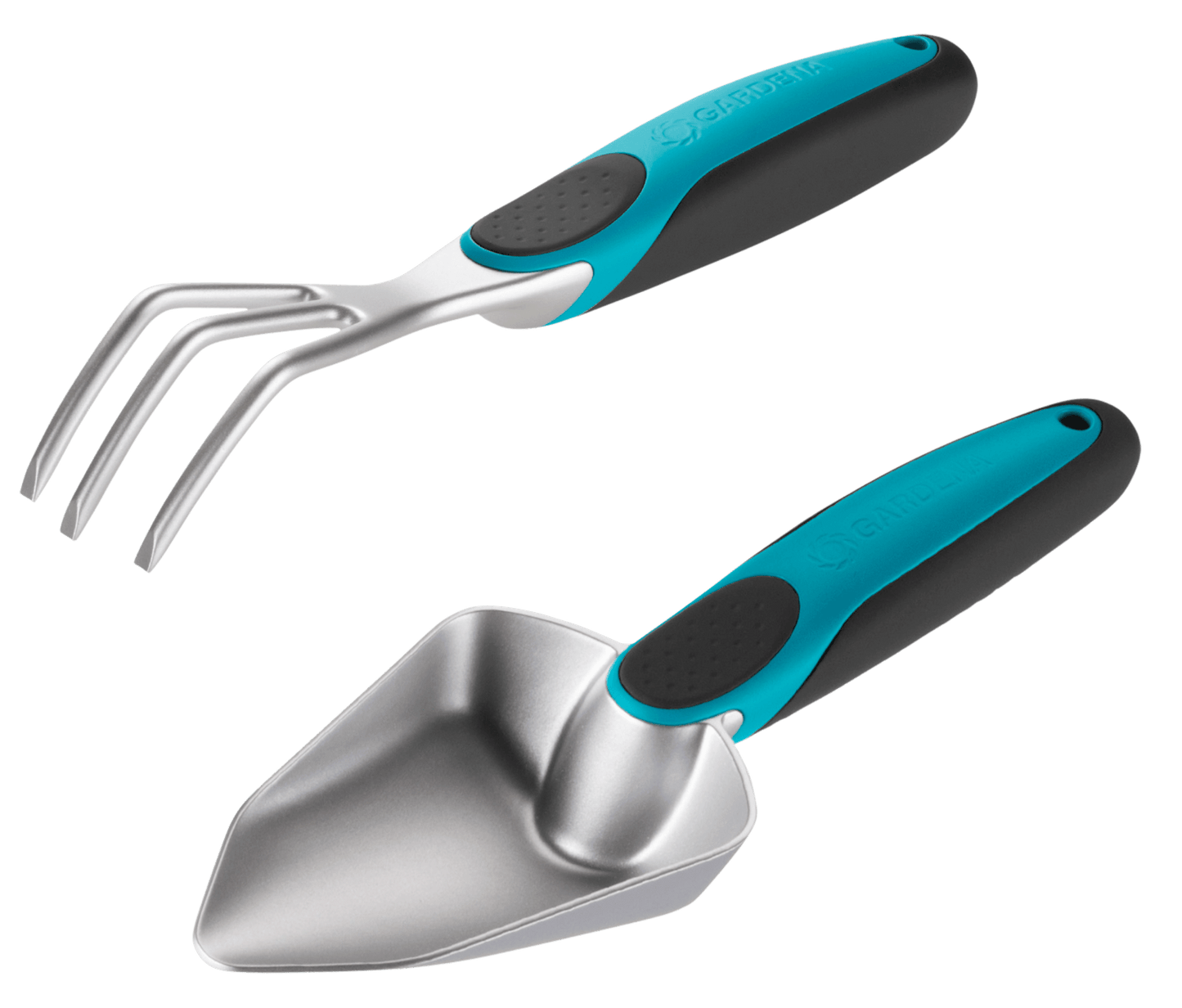 GARDENA TWO SMALL TOOLS SET IN ALUMINIUM AND ERGONOMIC HANDLE