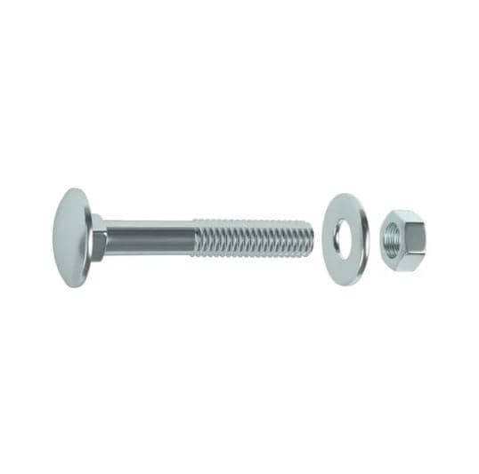 BOLT 8 X 100 MM DOMED HEAD, STEEL NUT AND WASHER, 12 PIECES