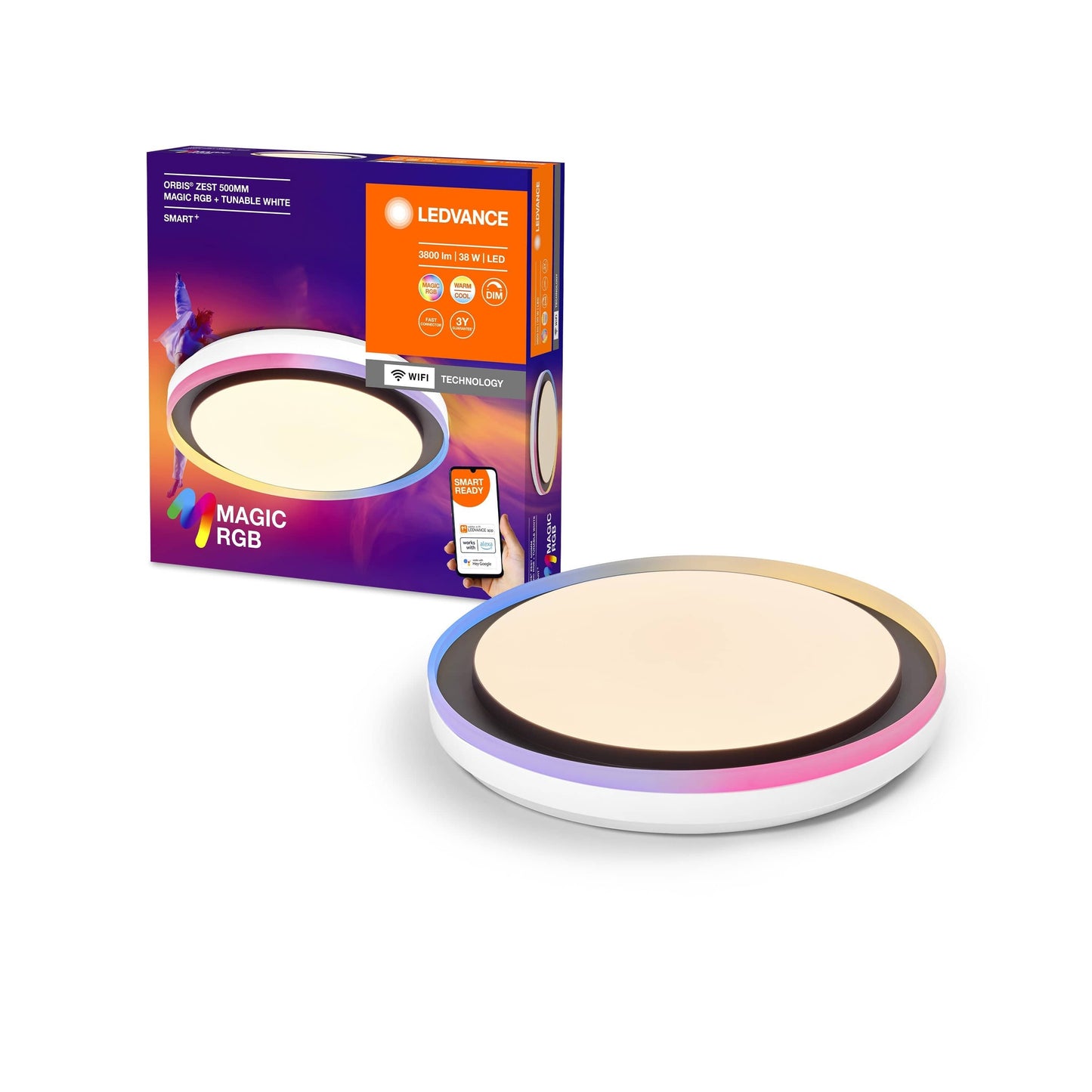 Bricocenter CEILING LIGHT SMART MAGIC PLASTIC WHITE D50 CM RGB