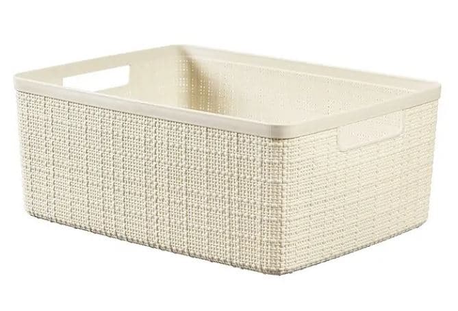 JUTE RECTANGULAR BASKET M 12 LT 28X36X15H IN RECYCLED MATERIAL IVORY