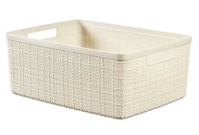 JUTE RECTANGULAR BASKET M 12 LT 28X36X15H IN RECYCLED MATERIAL IVORY