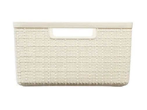 JUTE RECTANGULAR BASKET M 12 LT 28X36X15H IN RECYCLED MATERIAL IVORY
