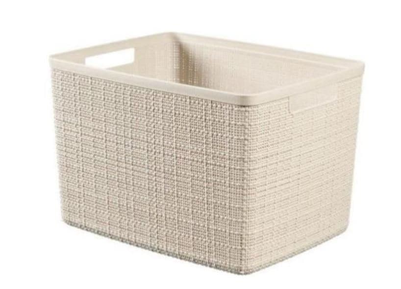 JUTE RECTANGULAR BASKET L 20 LT 28X36X23H IN RECYCLED MATERIAL IVORY
