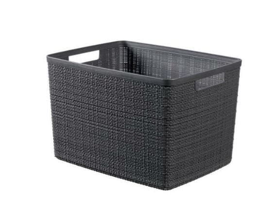 JUTE RECTANGULAR BASKET L 20 LT 28X36X23H IN GREY RECYCLED MATERIAL