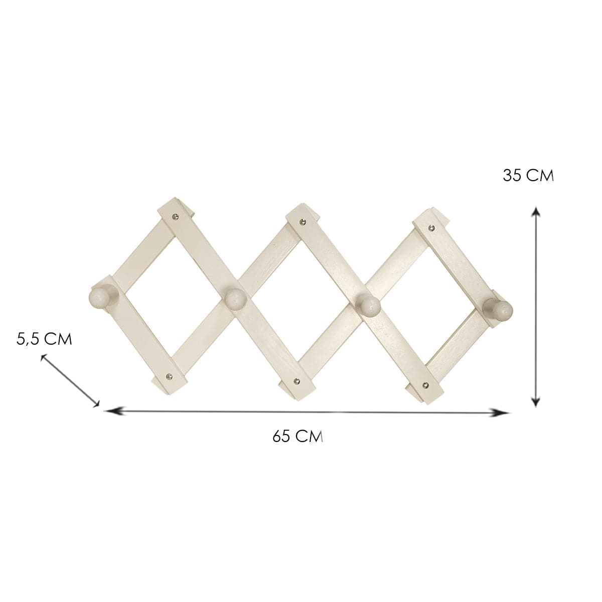 4-PLACE EXTENDABLE HANGER, WHITE LACQUERED, H35XL65 CM
