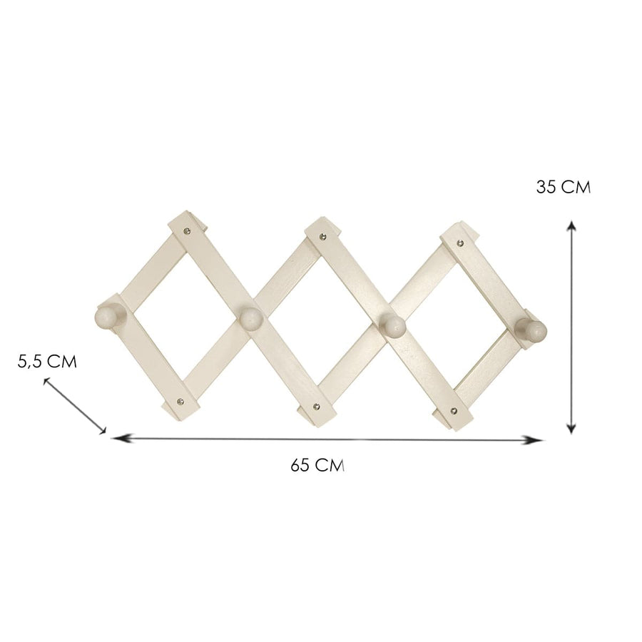 4-PLACE EXTENDABLE HANGER, WHITE LACQUERED, H35XL65 CM