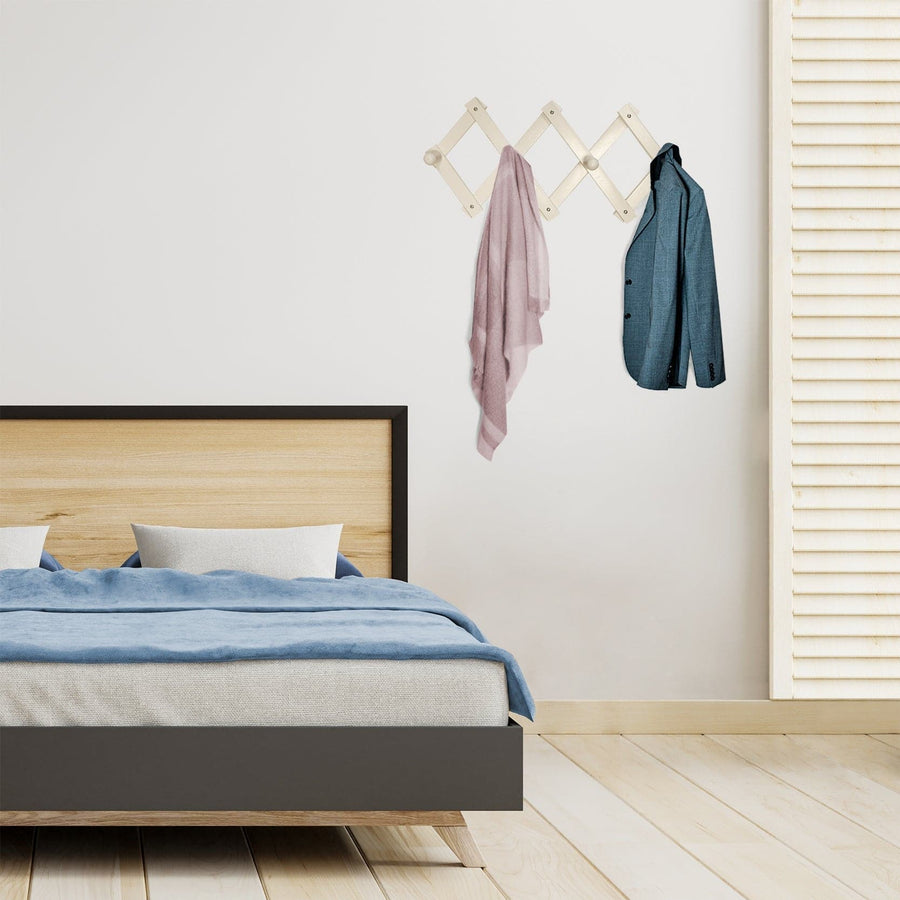 4-PLACE EXTENDABLE HANGER, WHITE LACQUERED, H35XL65 CM
