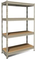 Metal and Wood Shelf L150XP60XH180CM, 300 KG, 4 Gray Space Shelves - best price from Maltashopper.com BR410007450