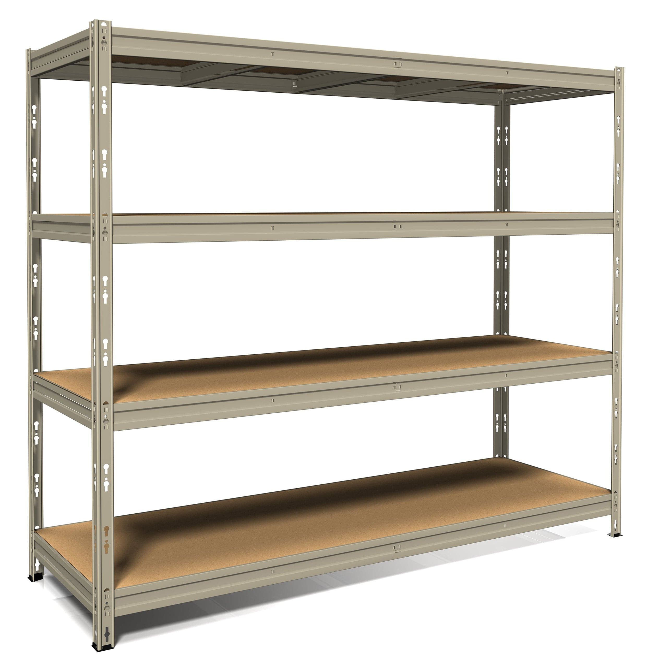 Metal and Wood Shelf L210XP70XH180CM, 400 KG, 4 Shelves Gray Spaceo