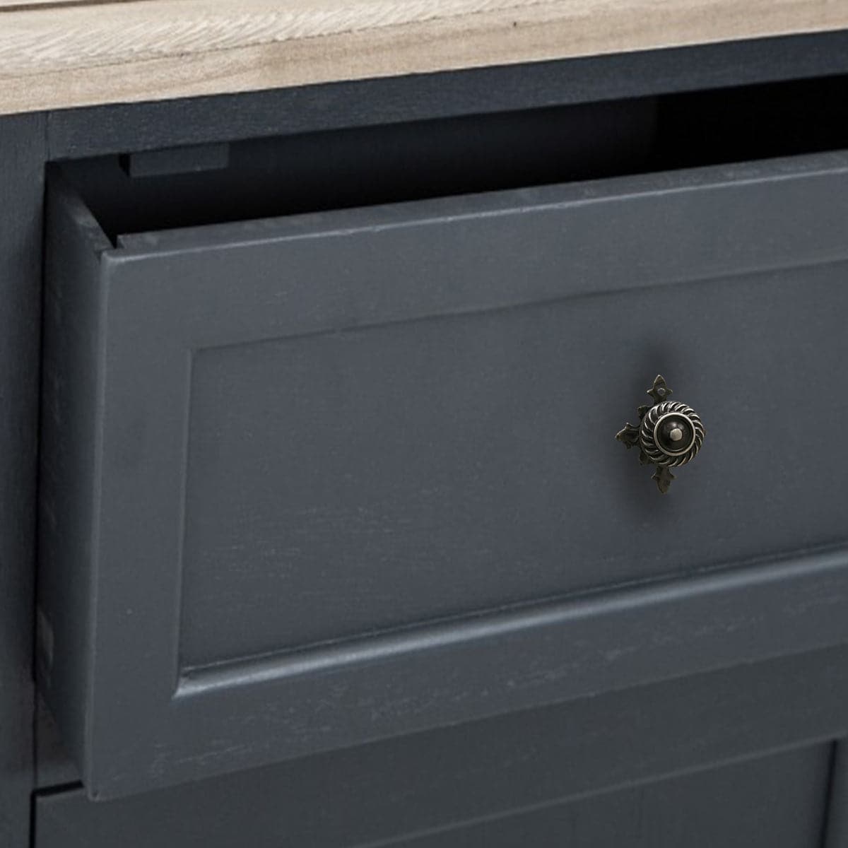 2 KNOBS D 25 MM WITH 50X38 MM PLATE IN ANTIQUE BLACK ZAMAK