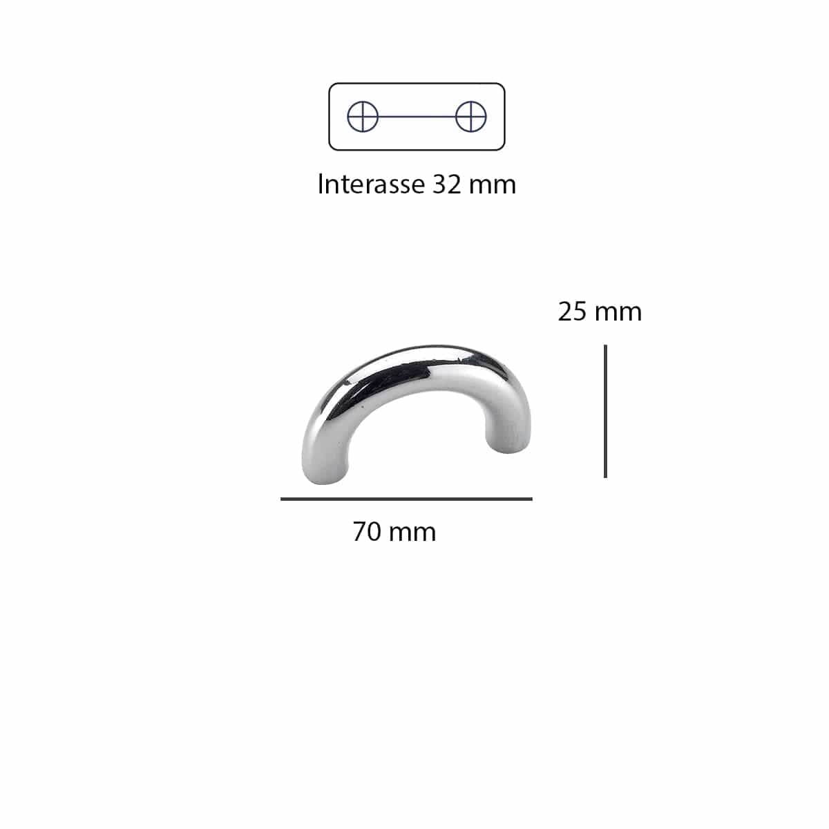 Bricocenter 2 HANDLES WITH 32 MM CENTRE DISTANCE IN CHROME-PLATED ZAMAK