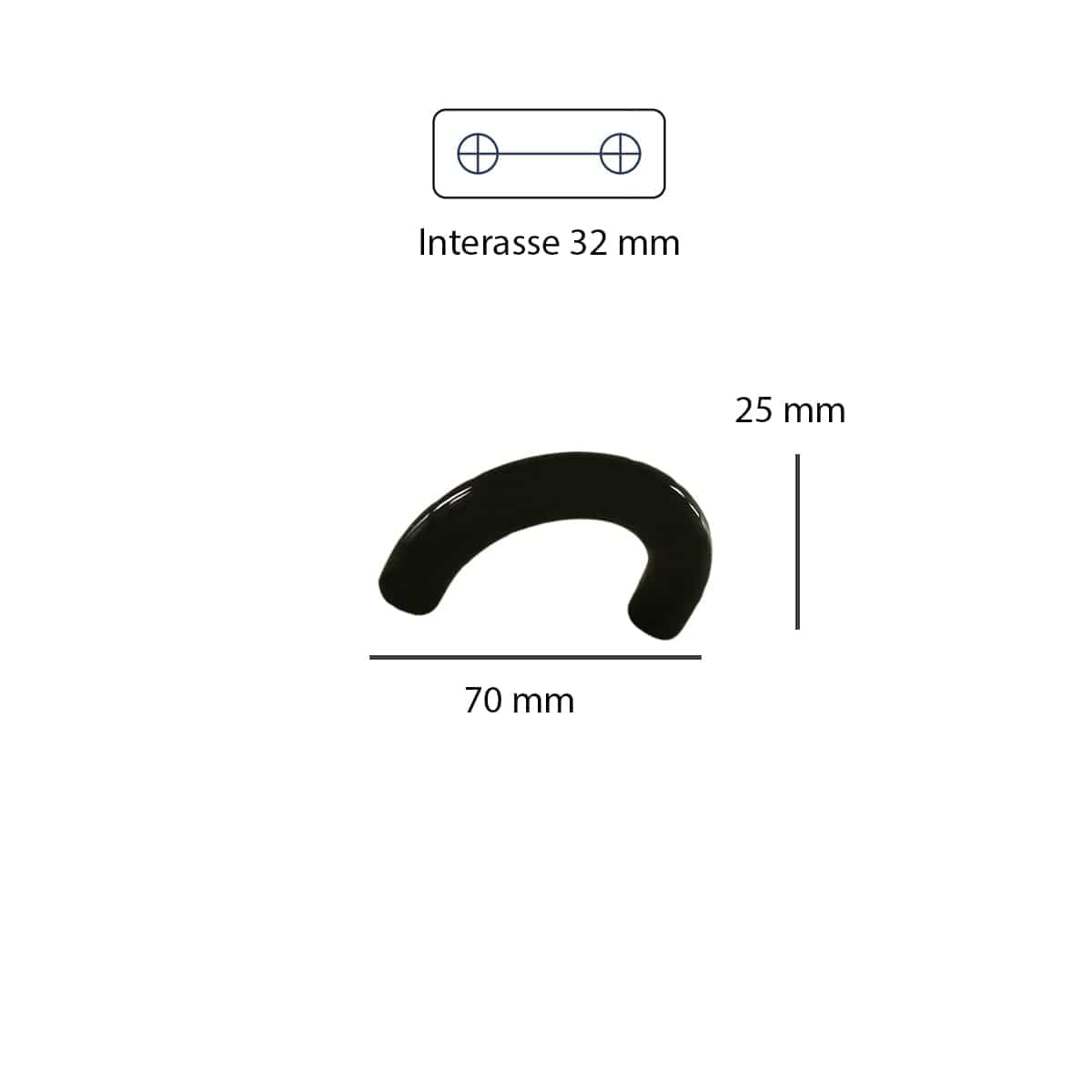 Bricocenter 2 HANDLES 32 MM CENTRE DISTANCE IN BLACK ZAMAK