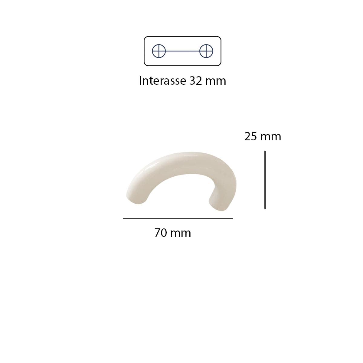 Bricocenter 2 HANDLES 32 MM CENTRE DISTANCE ZAMAK WHITE