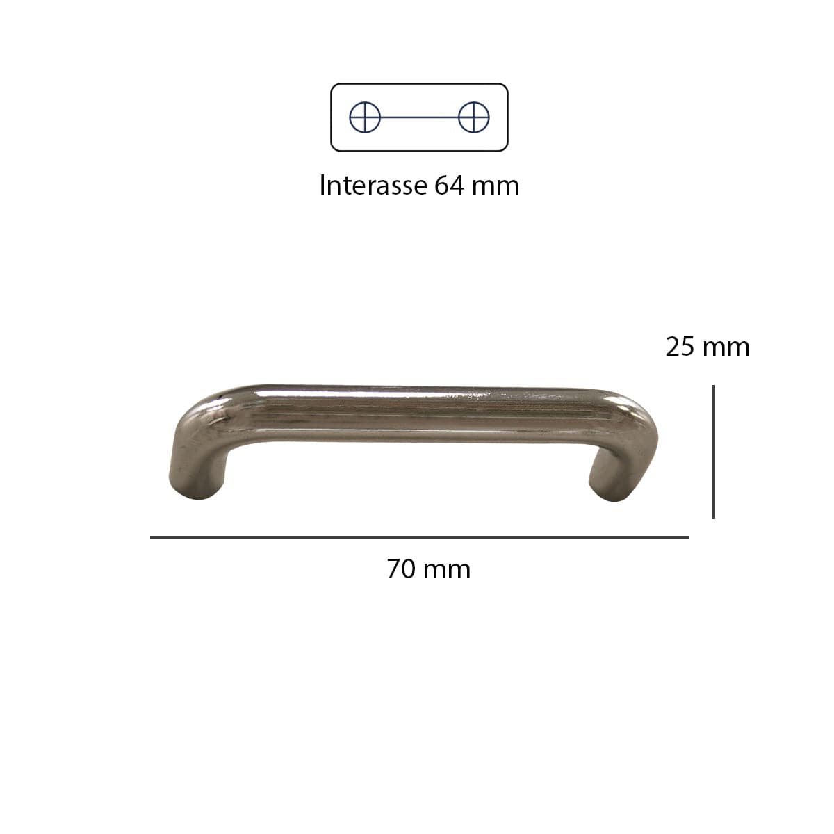 2 HANDLES 64 MM CENTRE DISTANCE IN CHROME-PLATED ZAMAK