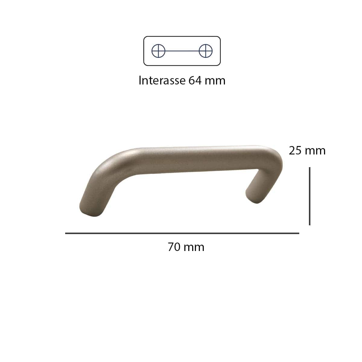 2 HANDLES 64 MM CENTRE DISTANCE IN SATIN ZAMAK