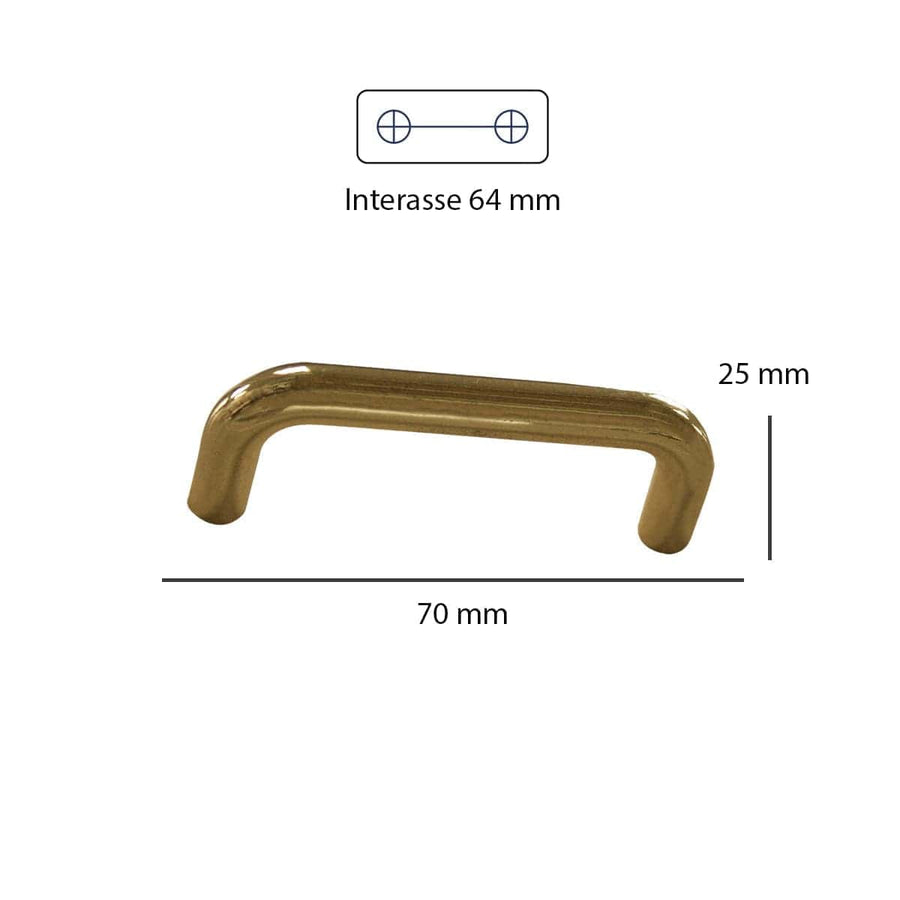Bricocenter 2 HANDLES 64 MM CENTRE DISTANCE IN POLISHED GOLD ZAMAK