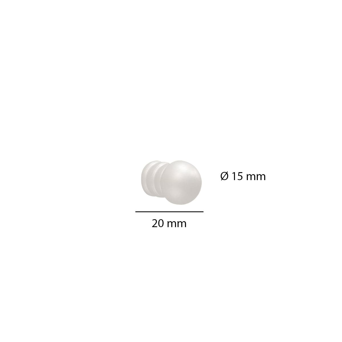 2 D 15 MM KNOBS IN WHITE ZAMAK