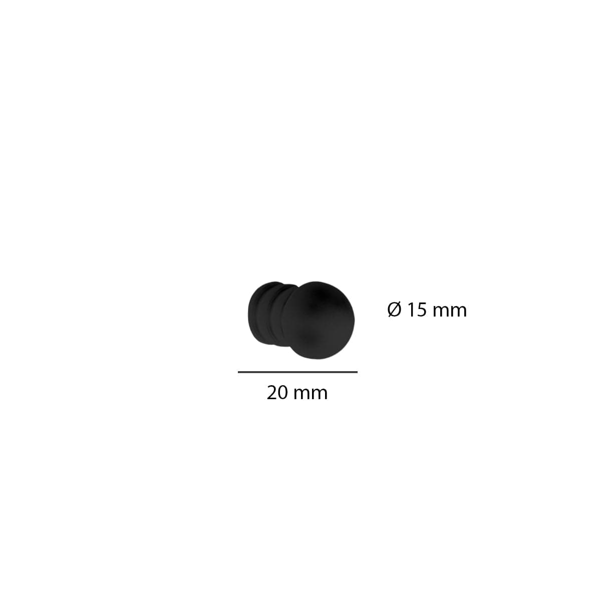 2 D 15 MM BLACK ZAMAK KNOBS