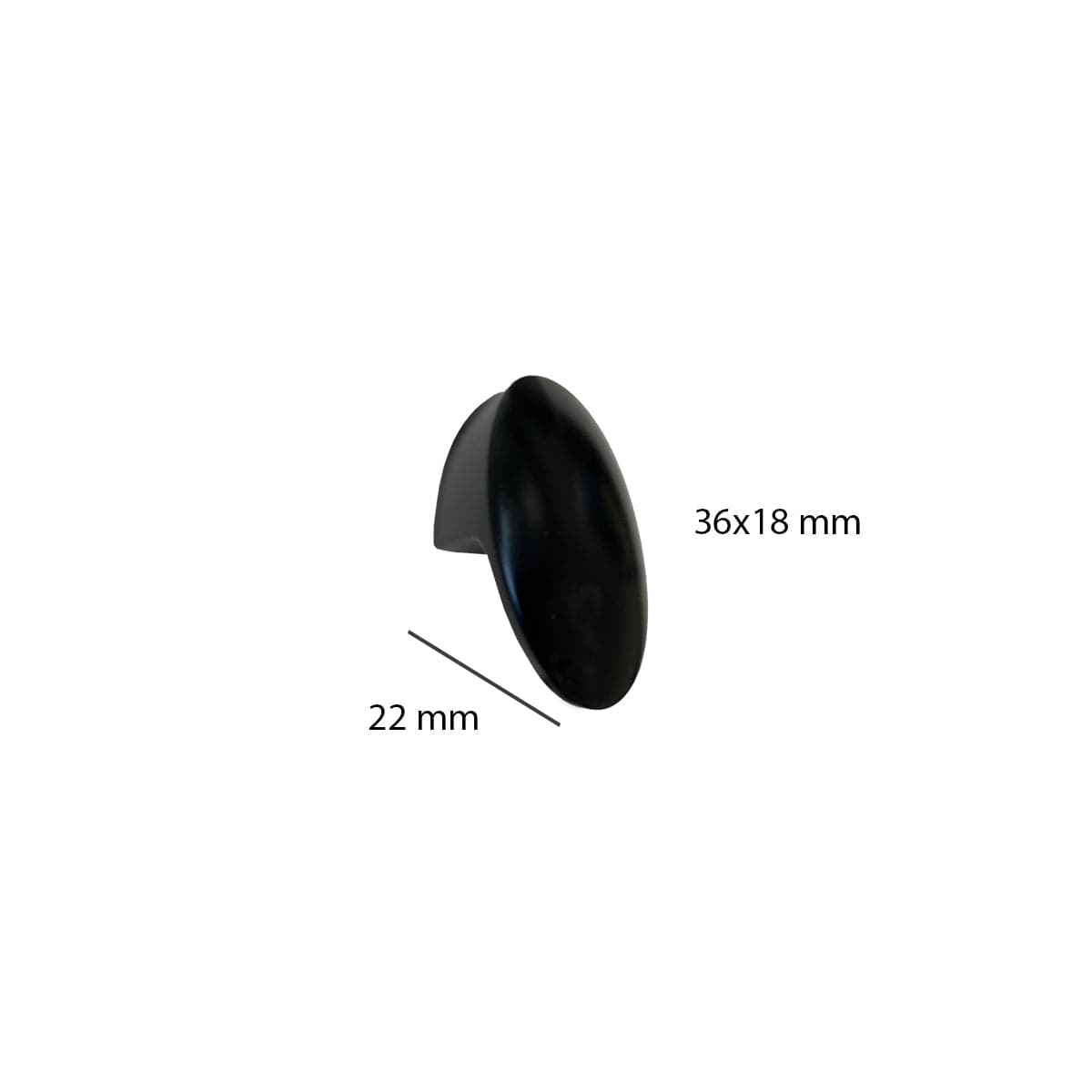 2 BLACK RECYCLED PLASTIC 36X18MM KNOBS