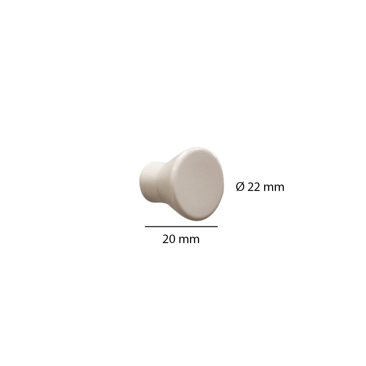 2 D 22 MM WHITE PLASTIC KNOBS