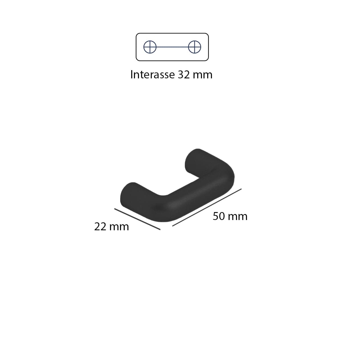 Bricocenter 2 HANDLES 32MM CENTRE DISTANCE 41X10MM BLACK RECYCLED PLASTIC