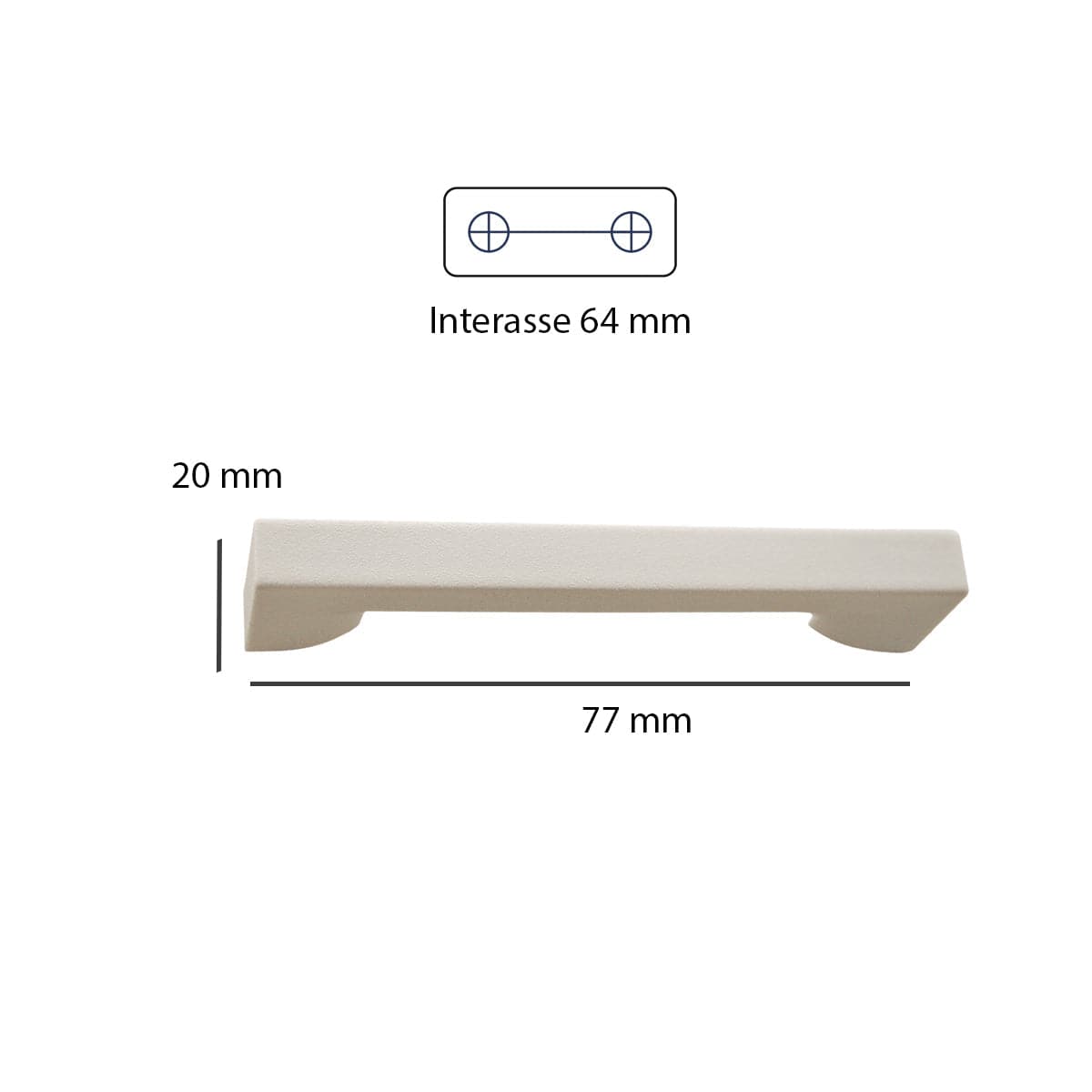 2 HANDLES 64 MM CENTRE DISTANCE IN ABS WHITE