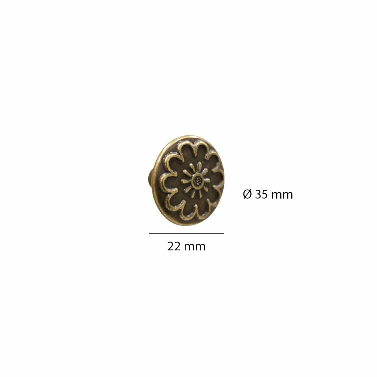 2 D 35 MM BRONZE ZAMAK KNOBS WITH DECORATION