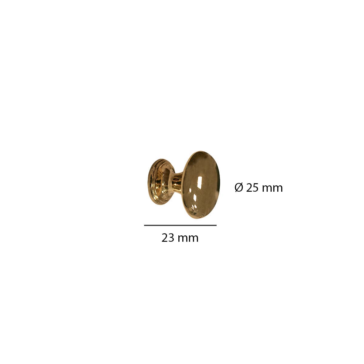 2 D 25 MM POLISHED GOLD ZAMAK KNOBS