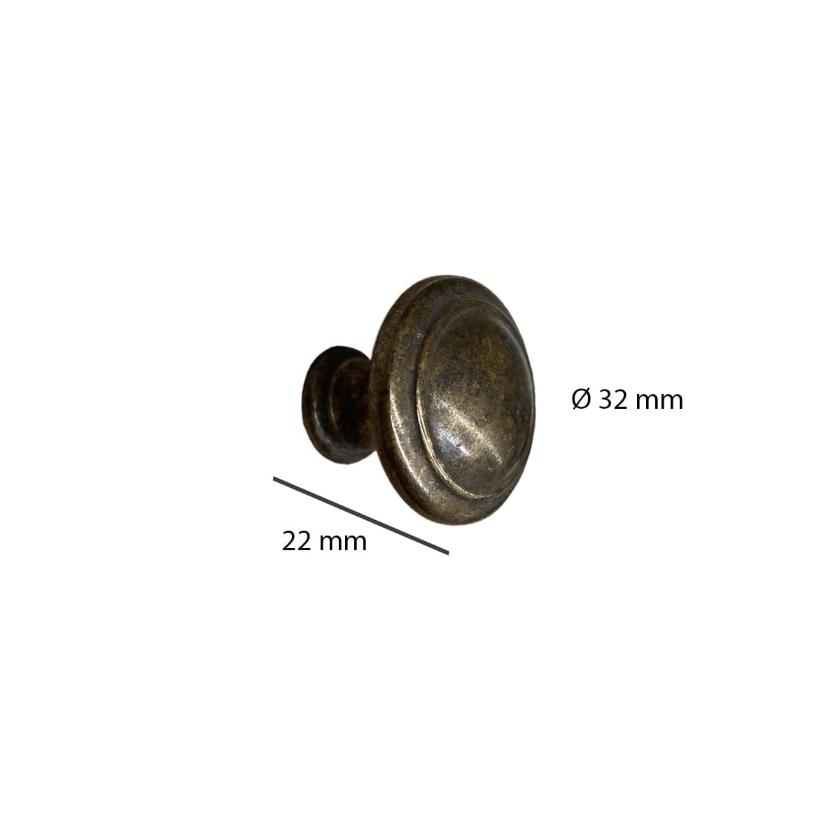 2 KNOBS D 25 MM ZAMAK BRONZE