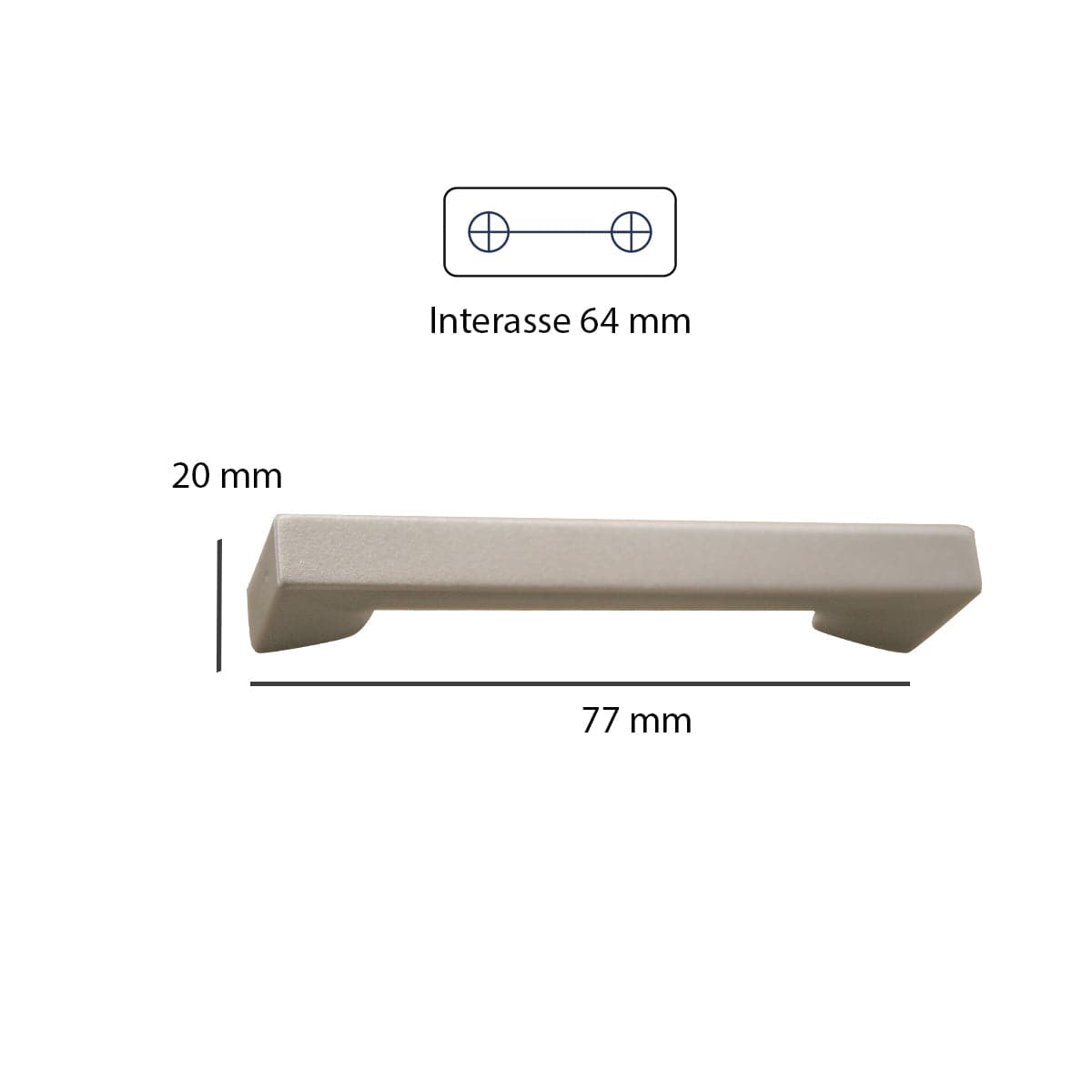 2 HANDLES 64 MM CENTRE DISTANCE IN SATIN-FINISHED ABS