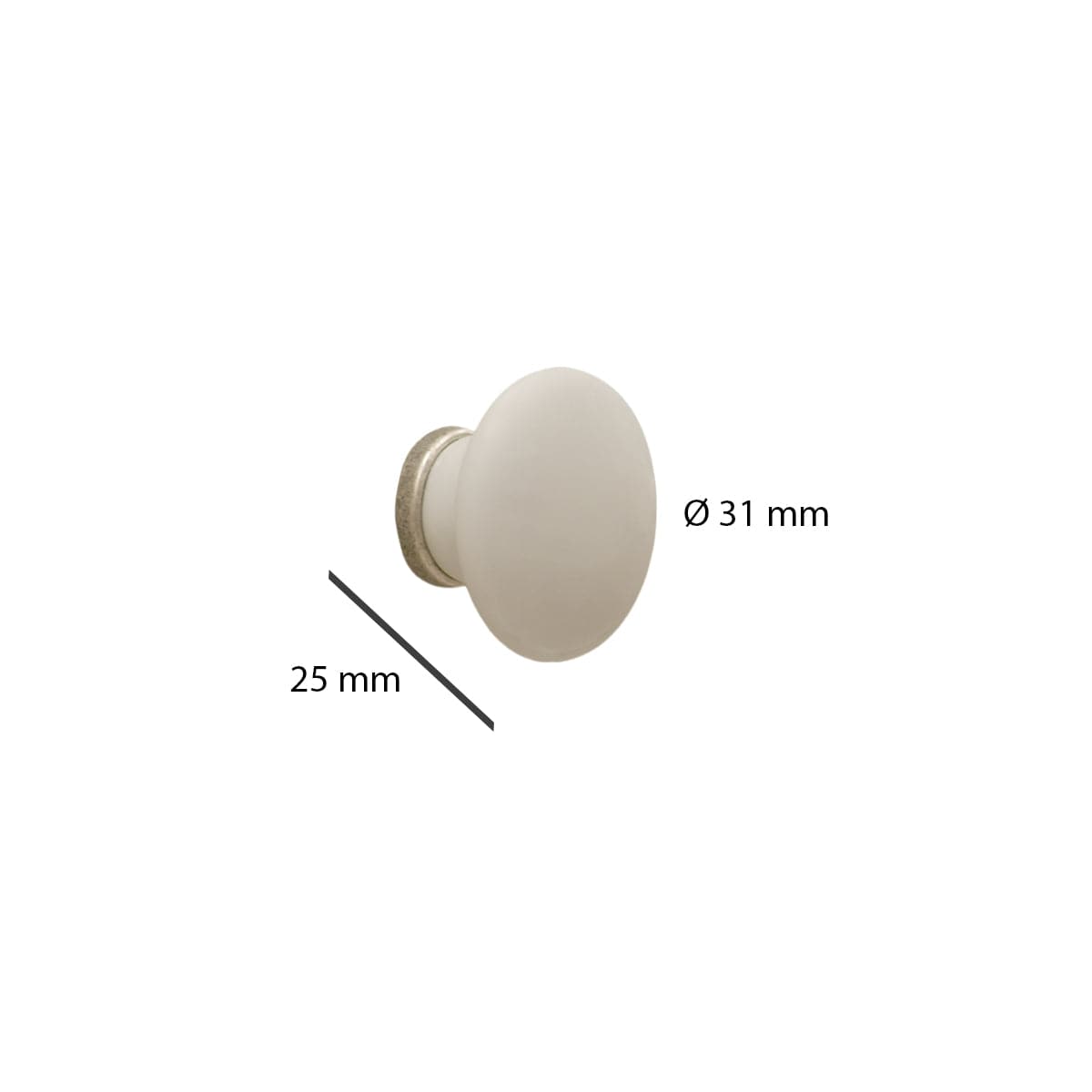 2 D 31 MM CERAMIC KNOBS WHITE