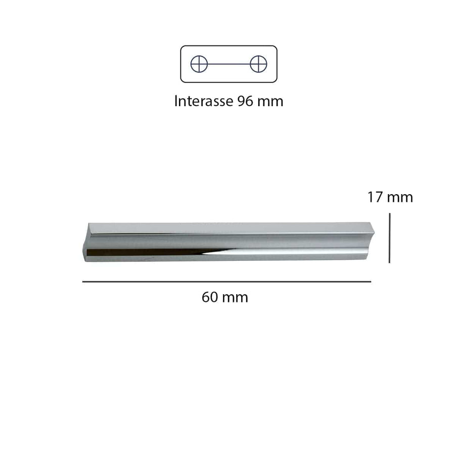 Bricocenter 2 HANDLES WITH 96 MM CENTRE DISTANCE IN CHROME-PLATED ALUMINIUM