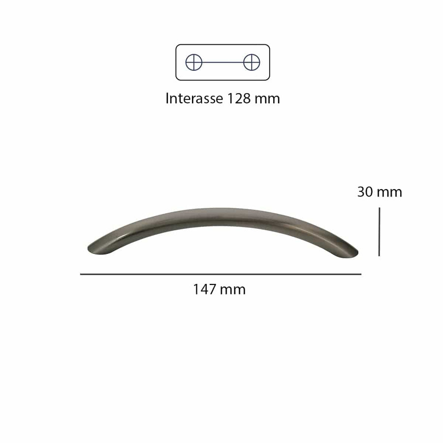 Bricocenter 2 HANDLES 128 MM CENTRE DISTANCE IN SATIN NICKEL ZAMAK