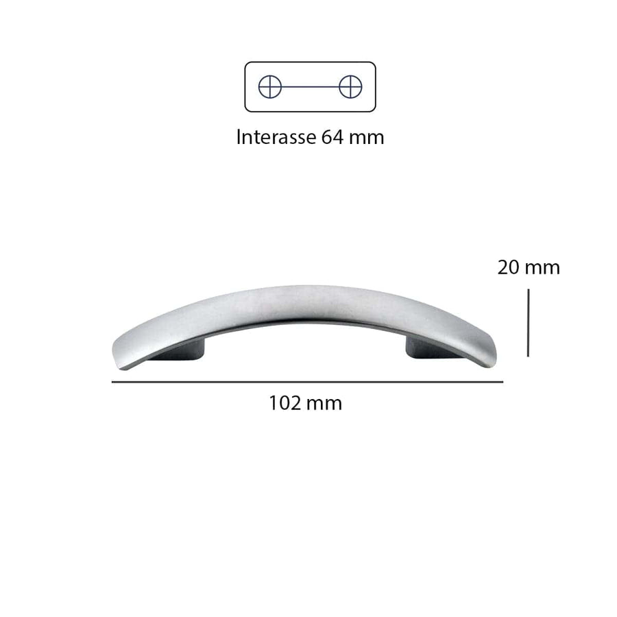 Bricocenter 2 HANDLES 64 MM CENTRE DISTANCE IN SATIN ZAMAK