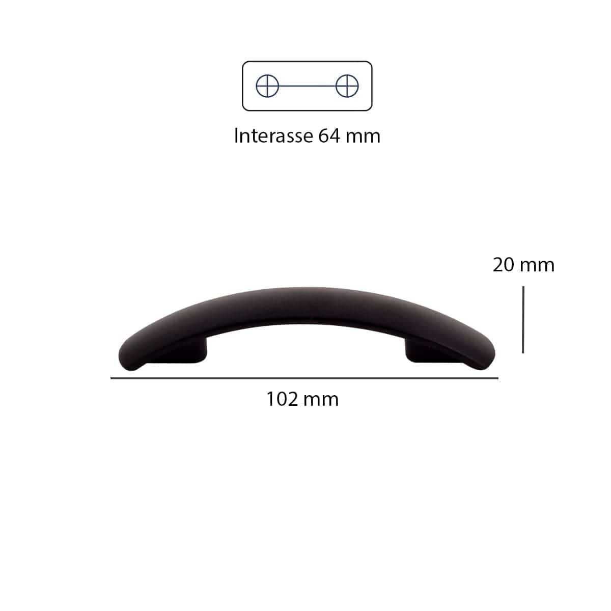 Bricocenter 2 HANDLES 64 MM CENTRE DISTANCE IN BLACK ZAMAK