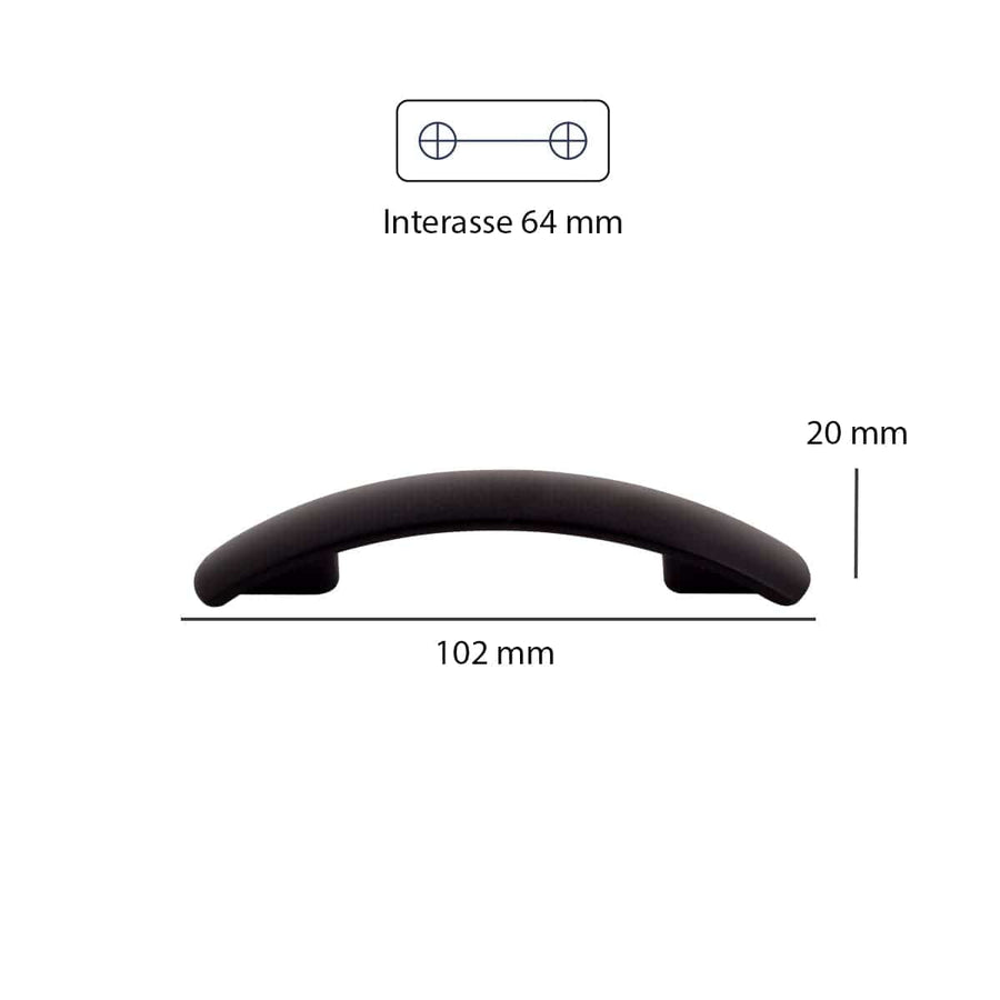 Bricocenter 2 HANDLES 64 MM CENTRE DISTANCE IN BLACK ZAMAK