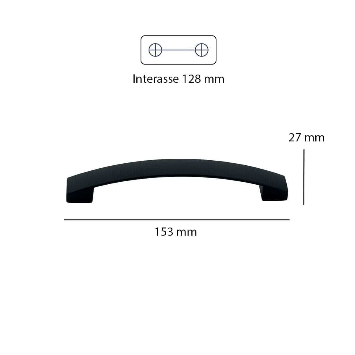 Bricocenter 2 HANDLES 128 MM CENTRE DISTANCE IN MATT BLACK ZAMAK