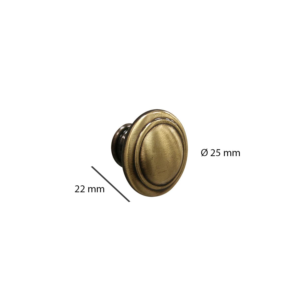 2 D 25 MM SATIN BRONZE ZAMAK KNOBS