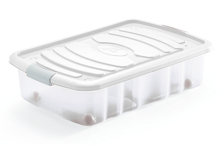 Bricocenter CONTAINER WITH LID MINI BED ROLLER H15,5 W59 D39CM 22,5LT CLIP CLOSURE WITH WHEELS