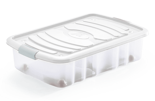 Bricocenter CONTAINER WITH LID MINI BED ROLLER H15,5 W59 D39CM 22,5LT CLIP CLOSURE WITH WHEELS