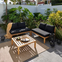 PAULETTE Table & natural lounge pouf H 30 x W 80 x D 80 cm - best price from Maltashopper.com CS652967