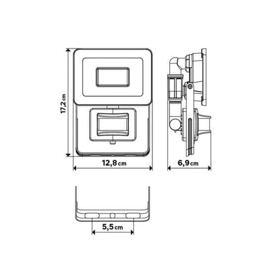 YONKERS ALUMINIUM PROJECTOR BLACK LED20W WITH MOTION SENSOR